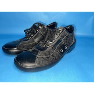 Coach Women’s Sneakers Black Leather Canvas 3771 Atlantic Size 8B Lace Up